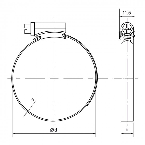 Schlauchschelle mit 008 - 012 mm Spannbereich, 9 mm Bandbreite, W4, DIN 3017-1
